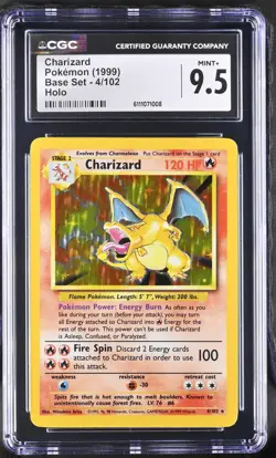 1999 Pokemon Base Set Charizard 4/102 Holo CGC 9.5 MINT+ - Image 1