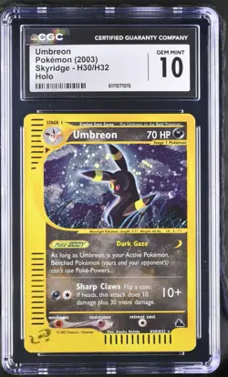 Pokemon English Umbreon H30/H32 2003 Skyridge Rare Holo CGC 10 GEM MINT - Image 1