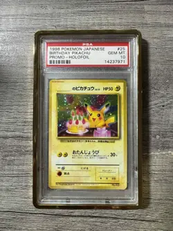 1998 Pokemon Japanese Birthday Pikachu Promo Holofoil PSA 10 - Image 1
