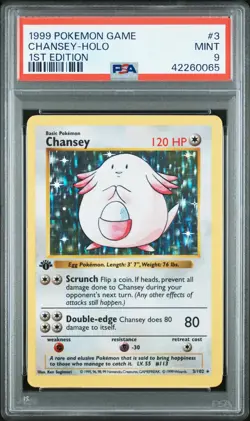 1999 Pokemon Base Set 1st Edition Shadowless Holo Chansey #3 Psa 9 - Image 1