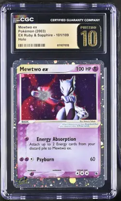 2003 Pokemon Mewtwo EX - Holo EX Ruby & Sapphire CGC 10 PRISTINE pop 3 - Image 1