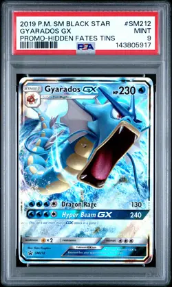2019 POKEMON SM BLACK STAR PROMO HIDDEN FATES TINS #SM212 GYARADOS GX PSA 9 - Image 1