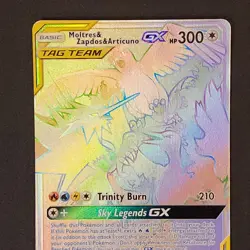 Pokemon TCG Hidden Fates Moltres Zapdos Articuno GX 69/68 Rainbow Secret Rare - Image 3