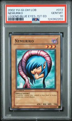 2002 YU-GI-OH! LOB-LEGEND OF BLUE EYES WHITE DRAGON 1ST ED #013 NEMURIKO PSA 10 - Image 1