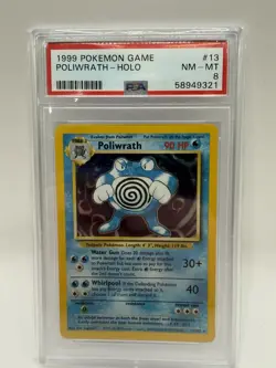 1999 Pokemon Game Base Set Poliwrath Holo #13 NM Mint PSA 8 Graded Card 90s Slab - Image 1