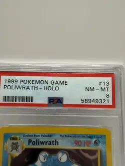 1999 Pokemon Game Base Set Poliwrath Holo #13 NM Mint PSA 8 Graded Card 90s Slab - Image 3