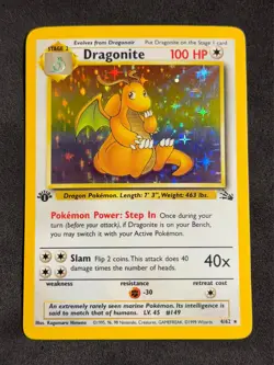 Pokemon TCG Fossil 1st Edition #4/62 Dragonite Holo Rare Beautiful Condition - Image 1
