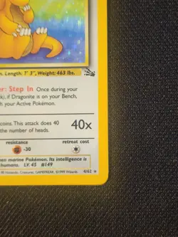 1999 Pokemon Fossil 1st Edition Dragonite Holo #4/62 - LP and FREE SHIPPING - Image 3