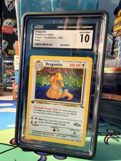 Pokemon Dragonite Fossil 1st Edition Holo Rare #4 CGC 10 Gem Mint - Image 1