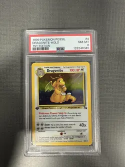 1999 POKEMON FOSSIL 1ST ED #4 DRAGONITE-HOLO PSA 8 NM-MT - Image 3
