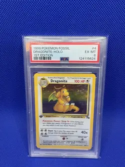 1999 Pokemon Fossil Dragonite - Holo 1st Edition #4 PSA 6 - Image 1