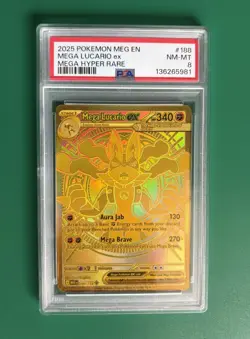 Mega Lucario ex 188/132 - Mega Hyper Rare - Pokemon Mega Evolution - PSA 8 - Image 1