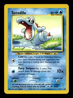 Totodile 81/111 Neo Genesis Unlimited Common Pokemon TCG - Image 1