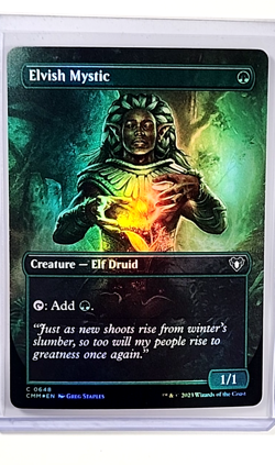 2023 MTG Magic the Gathering Commander Masters Borderless Foil 648 Elvish Mystic - Image 1