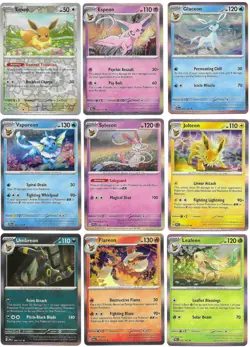 Pokemon TCG Prismatic Evolutions Complete Eeveelutions 9 Card Set HOLO NM - Image 1