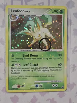 Pokemon TCG Leafeon 7/100 Majestic Dawn LP/MP With Holo Bleed And Swirl - Image 1
