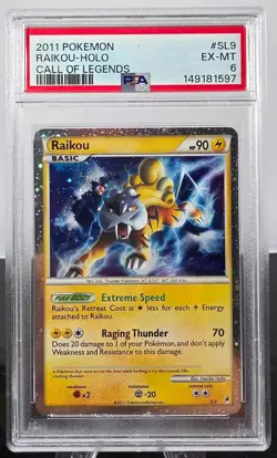 RAIKOU-HOLO CALL OF LEGENDS POKEMON CALL OF LEGENDS 2011 SL9 PSA 6 - Image 1