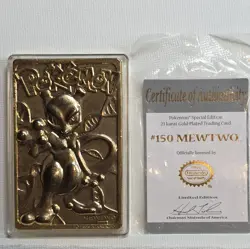1999 Pokemon "Mewtwo" 23 Karat Gold Plated Special Edition Trading Card Collect - Image 2