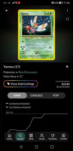 Yanma 17/85 Holo Neo Discovery Pokemon TCG Rare VGC Card - Image 3