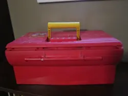 POKEMON CARD RED STORAGE BOX JUST STUFF LIDDED 1995 VINTAGE STORE TONS OF CARDS! - Image 2