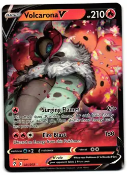 Volcarona V 021/203 - Evolving Skies Rare V Pokemon TCG Holo - M/LP Card - Image 1