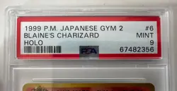 PSA 9 MINT Blaine’s Charizard No. 006 Gym 2 Holo Rare Japanese Pokemon Card - Image 5