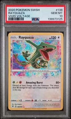 2020 POKEMON SWORD & SHIELD VIVID VOLTAGE #138 RAYQUAZA PSA 10 - Image 1