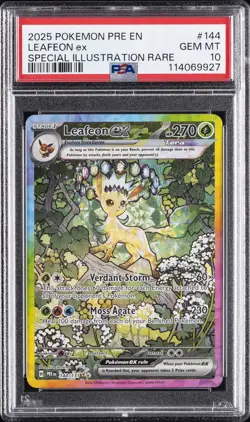 2025 POKEMON PRE EN-PRISMATIC EVOLUTIONS #144 LEAFEON EX PSA 10 - Image 1