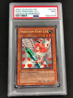 Yugioh 2004 Injection Fairy Lily LOD-EN100 PSA 9 Secret Rare - Image 1