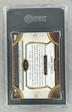 2015 Topps Tier One Mike Trout Dual Relic Auto /25 - Game Used - Image 2
