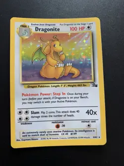 Pokemon TCG Dragonite Fossil Holo Unlimited Rare Card 4/62 Vintage WOTC - Image 2