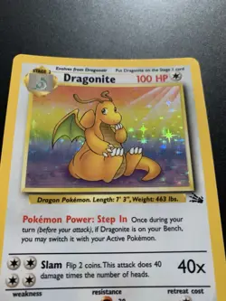 Pokemon TCG Dragonite Fossil Holo Unlimited Rare Card 4/62 Vintage WOTC - Image 5