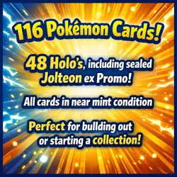 Pokemon 100+ Card Lot: with 48 Holo cards including Sealed Jolteon ex Promo - Image 2