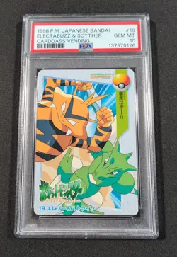 Pokemon Japanese Bandai Electabuzz & Scyther #19 PSA 10 GEM MINT Carddass Anime - Image 1
