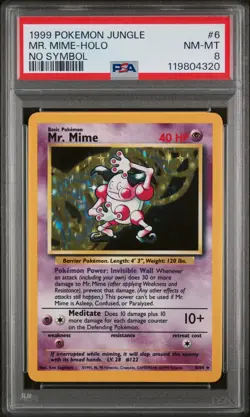 Mr. Mime-Holo No Symbol Pokemon Jungle 6/64 PSA 8 - Image 1