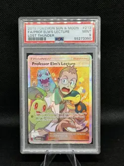 Pokemon PSA 9 Professor Elm's Lecture 213 Full Art Lost Thunder - Image 1