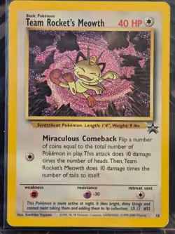 Team Rocket's Meowth #18 - Black Star Promo - WoTC Pokemon Card - Lightly Played - Image 1