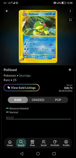 Politoed 25/144 Skyridge Pokemon TCG NM Condition Card Rare - Image 3