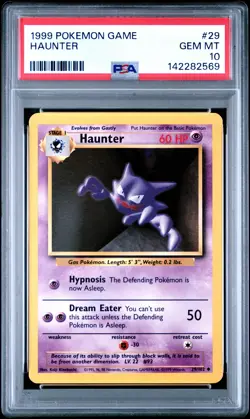 1999 POKEMON BASE SET UNLIMITED #29 HAUNTER PSA 10 - Image 1