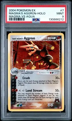 2004 POKEMON EX TEAM MAGMA VS TEAM AQUA #7 MAGMA'S AGGRON-HOLO PSA 9 MINT - Image 1