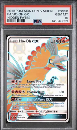 PSA 10 Ho-Oh GX SV50/SV94 Pokemon Hidden Fates Holo Graded Card - Image 1