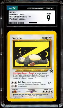 CGC 9 MINT Snorlax Z # 49 WOTC Black Star Promo Pokemon Card - Image 2