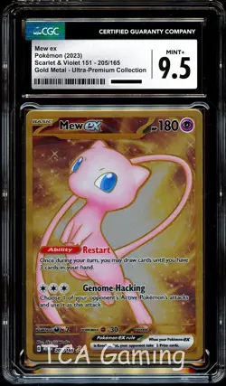 CGC 9.5 MINT+ Mew Ex 205/165 Gold METAL 151 UPC PROMO Pokemon Card - Image 1
