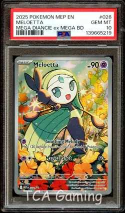 PSA 10 GEM MINT Meloetta 026 MEP Black Star PROMO MEP026 Pokemon Card 219 - Image 1