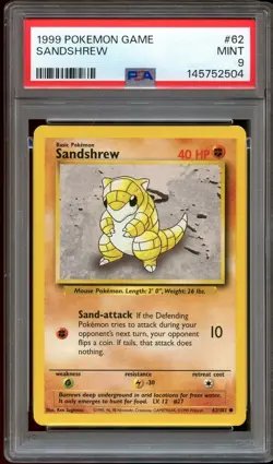 PSA 9 MINT Sandshrew 62/102 Base Set Pokemon Card 504 - Image 1