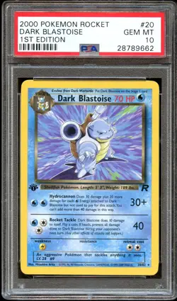 PSA 10 GEM MINT Dark Blastoise 20/82 RARE Team Rocket 1ST EDITION Pokemon Card - Image 1