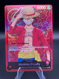 ST01-001 Monkey D Luffy Super Pre Release Leader One Piece TCG English Card VLP - Image 1