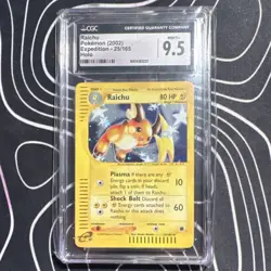 Pokemon Raichu Expedition Base Set Holo Rare CGC 9.5 2002 25/165 Card - Image 1