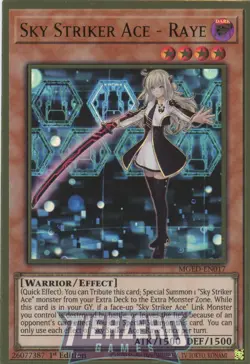 Yugioh Sky Striker Ace - Raye MGED-EN017 Premium Gold Rare 1st Ed Near Mint - Image 1