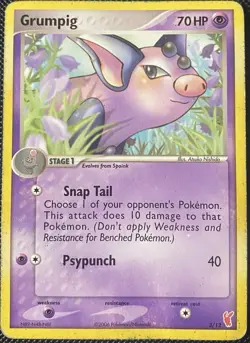 Grumpig 3/12 EX Trainer Kit 2: Plusle & Minun Regular *DAMAGED* Pokemon Card - Image 1